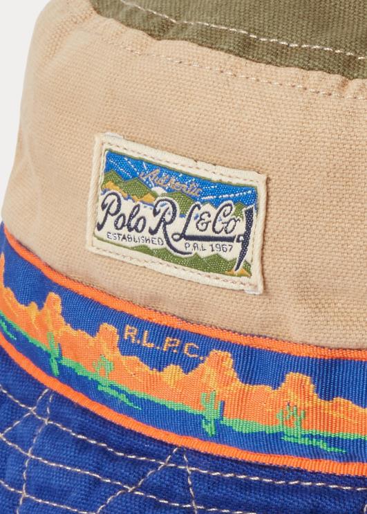 Ralph Lauren mehed värviplokiga lõuendist ämbrikübar PR0V2214 vintage khaki multi