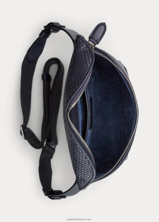 Ralph Lauren mehed kootud paneelidega vasikanahast vööpakk PR0V8961 mereväe esimees