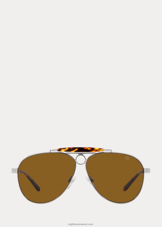 Ralph Lauren mehed autotööstuse metallist piloodi päikeseprillid PR0V9057 hõbedane
