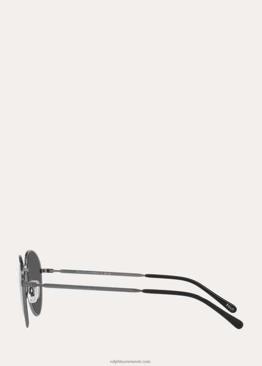 Ralph Lauren mehed ümmargused metallist päikeseprillid PR0V9066 poolläikiv tume gunmetall