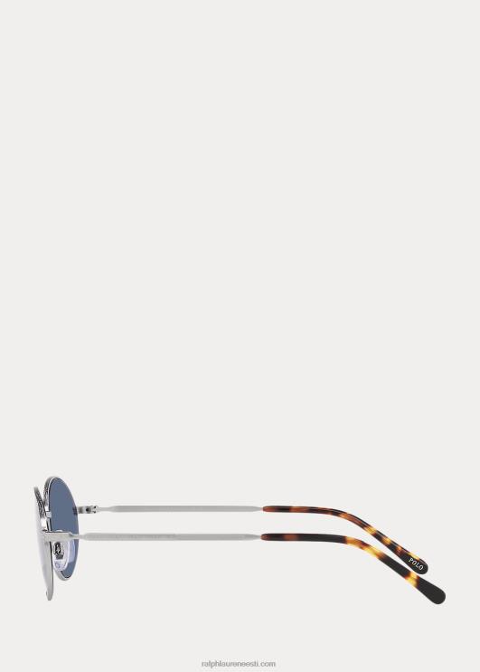 Ralph Lauren mehed ovaalsed metallist päikeseprillid PR0V9064 poolläikiv hõbe