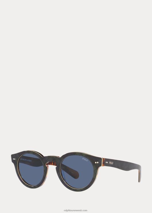 Ralph Lauren mehed ruudulised panto päikeseprillid PR0V8755 läikiv must käekell h