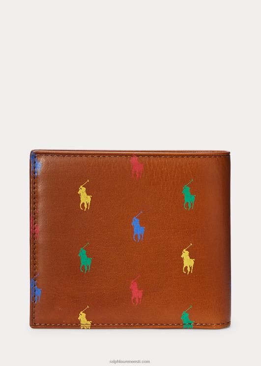 Ralph Lauren mehed allover poni nahast volditud rahakott PR0V2576 tan