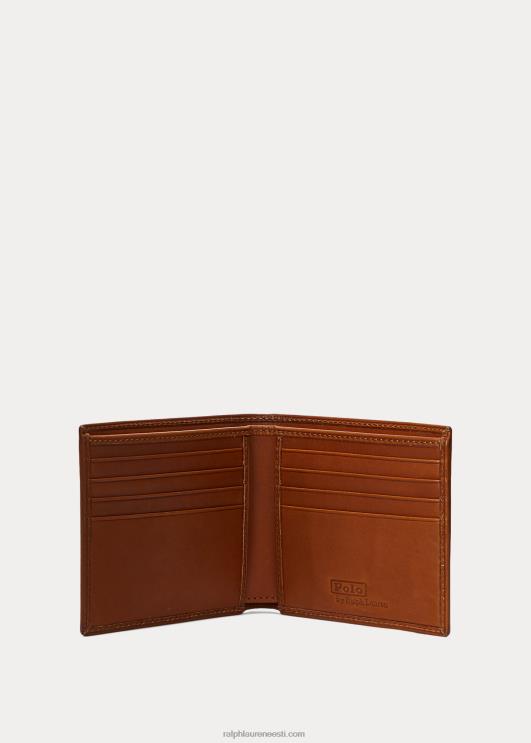 Ralph Lauren mehed polo karu nahast volditud rahakott PR0V2403 tan