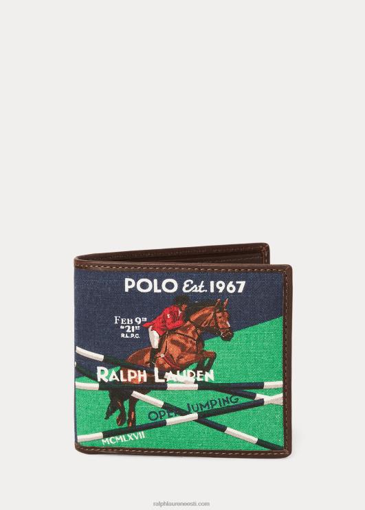 Ralph Lauren mehed ratsutamislõuendist ja nahast rahakott PR0V8750 Newporti merevägi