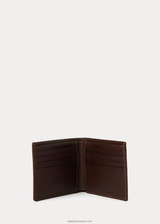 Ralph Lauren mehed ratsutamislõuendist ja nahast rahakott PR0V8750 Newporti merevägi