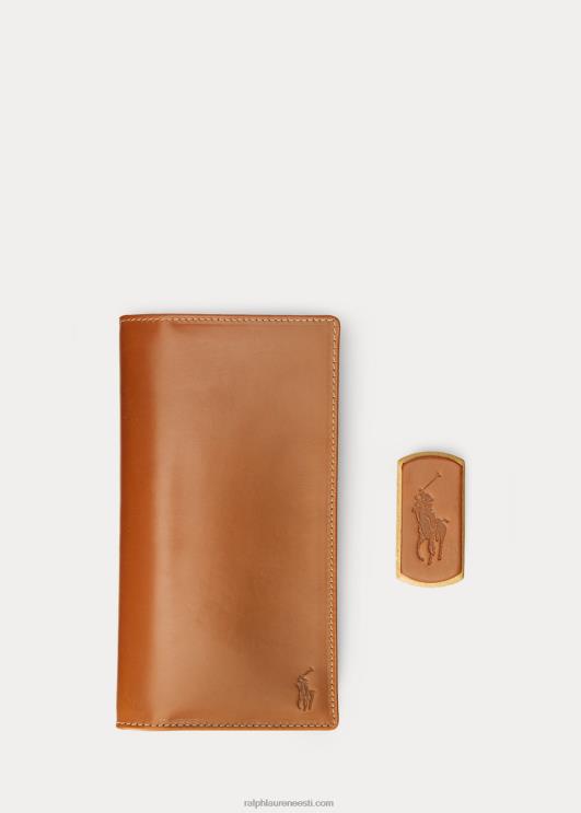 Ralph Lauren mehed sadula nahast kontinentaalne rahakott PR0V2645 sadul
