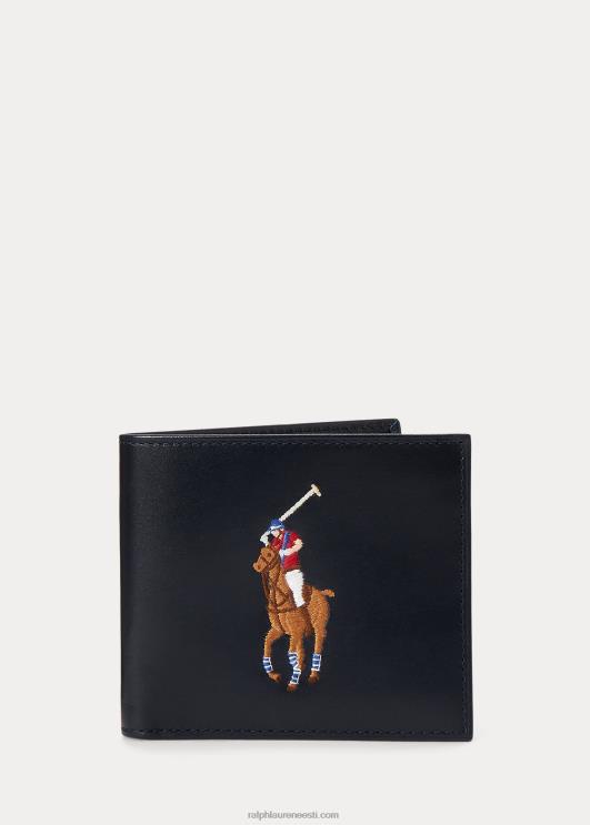 Ralph Lauren mehed suur poni nahast rahakott PR0V2340 mereväe / mitme poni