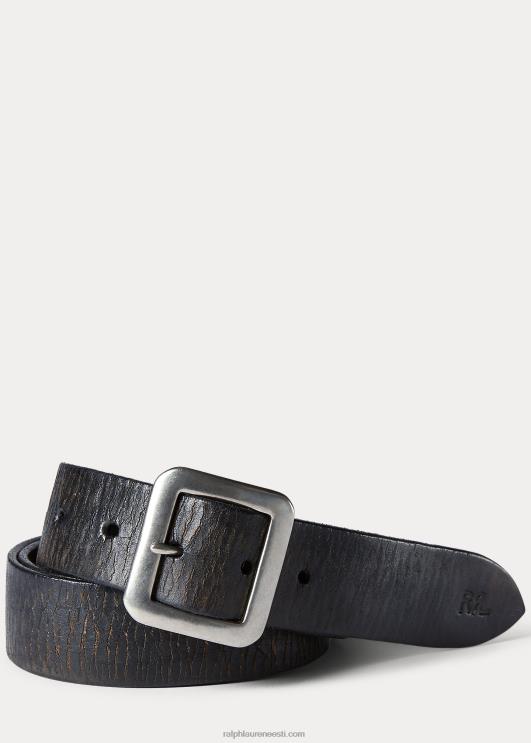 Ralph Lauren mehed käsitsi põletatud nahast vöö PR0V8901 vintage must