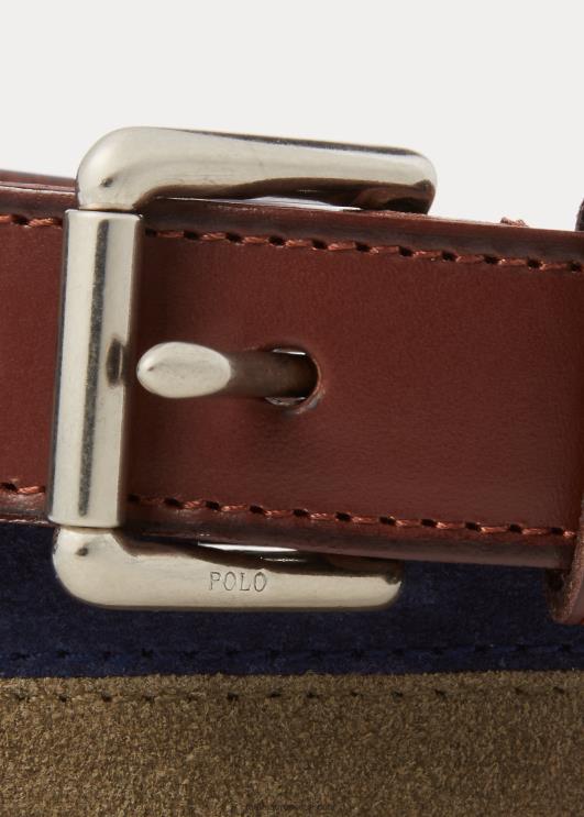 Ralph Lauren mehed kahetooniline seemisnahast vöö PR0V2420 mereväe/roheline