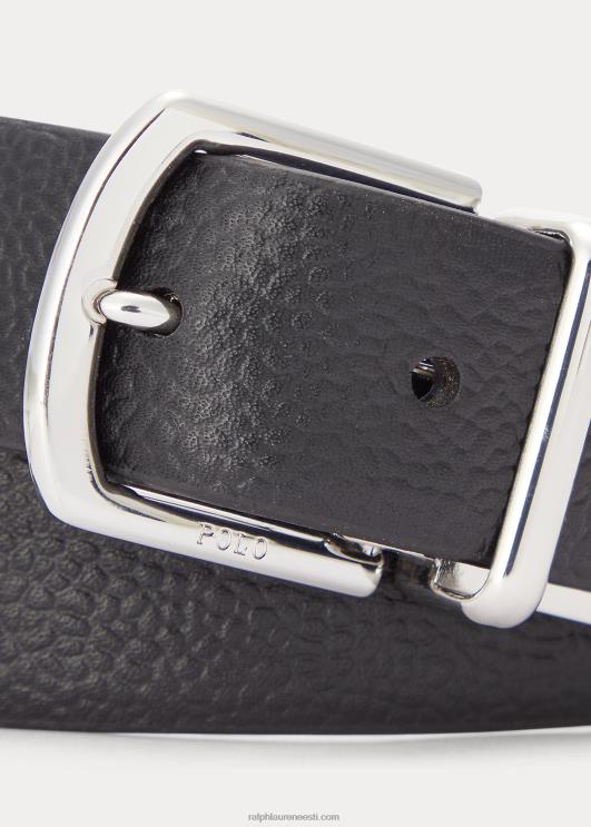 Ralph Lauren mehed ümberpööratav kiviklibuga nahast vöö PR0V2572 must/merepunane