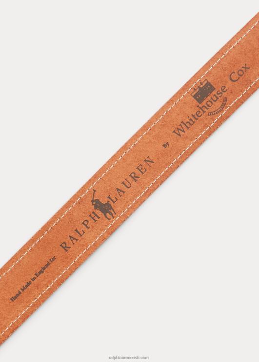 Ralph Lauren mehed pealtõmmeldud nahast vöö PR0V2470 punakaspruun