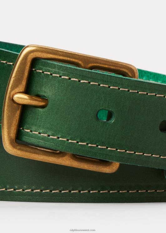 Ralph Lauren mehed pealtõmmeldud nahast vöö PR0V2471 briti võidusõiduroheline