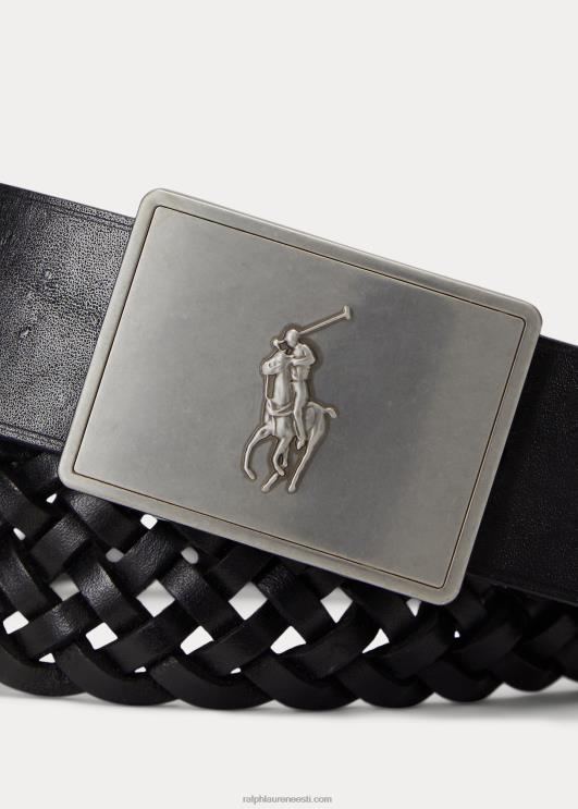 Ralph Lauren mehed poniplaadist punutud nahast vöö PR0V2407 must
