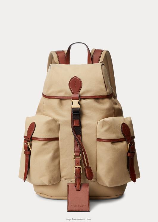 Ralph Lauren mehed nahast ääristega lõuendist seljakott PR0V8992 kreeta