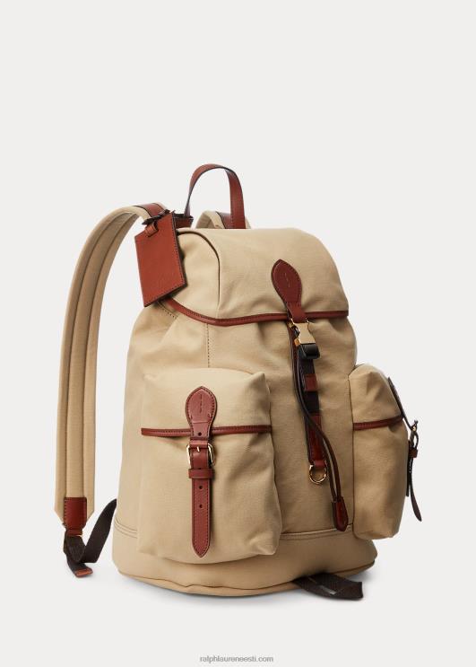 Ralph Lauren mehed nahast ääristega lõuendist seljakott PR0V8992 kreeta