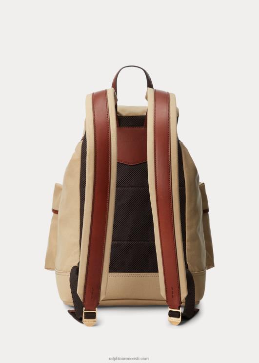 Ralph Lauren mehed nahast ääristega lõuendist seljakott PR0V8992 kreeta