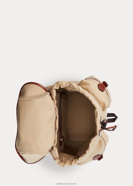 Ralph Lauren mehed nahast ääristega lõuendist seljakott PR0V8992 kreeta