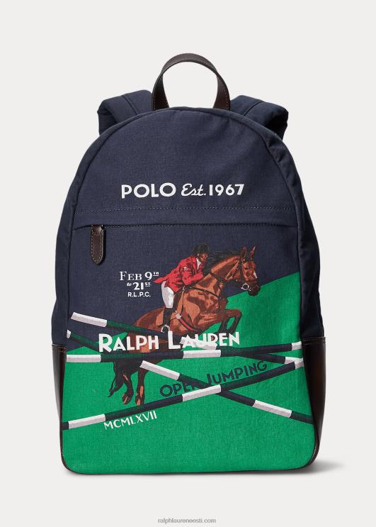 Ralph Lauren mehed ratsutamismustriga lõuendist seljakott PR0V2211 Newporti merevägi