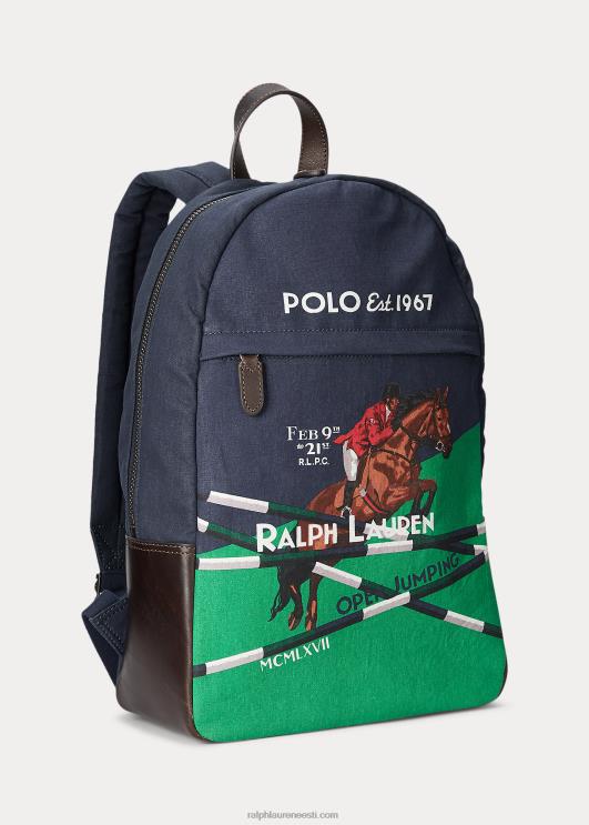 Ralph Lauren mehed ratsutamismustriga lõuendist seljakott PR0V2211 Newporti merevägi