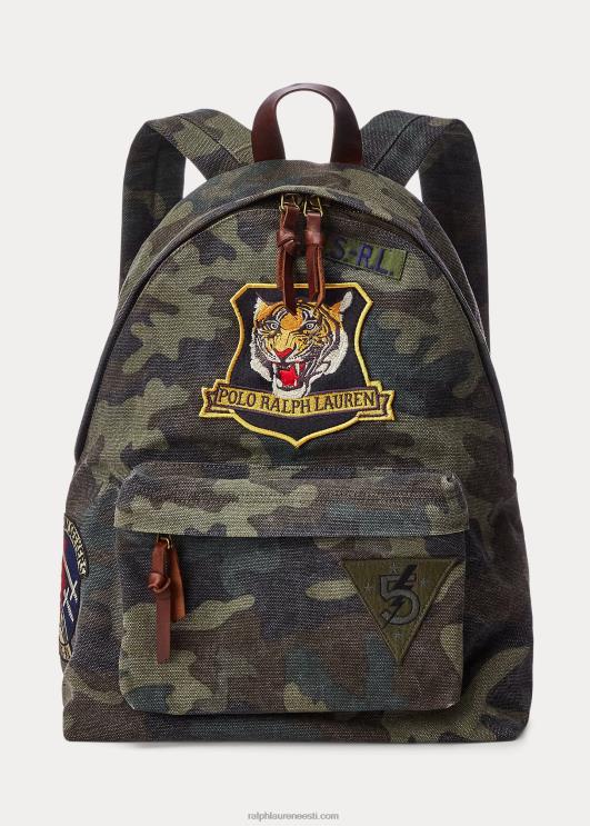 Ralph Lauren mehed tiigriplaastriga lõuendist seljakott PR0V2547 camo