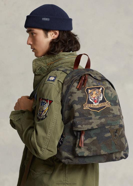 Ralph Lauren mehed tiigriplaastriga lõuendist seljakott PR0V2547 camo