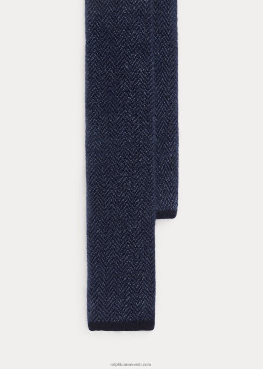 Ralph Lauren mehed kalasabast kootud kašmiirlips PR0V8953 tumesinine/tolmusinine