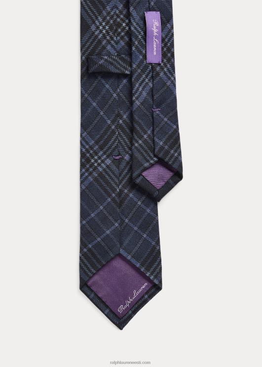 Ralph Lauren mehed tartaanimustriga kašmiir-siidist lips PR0V8928 tumesinine/tolmusinine