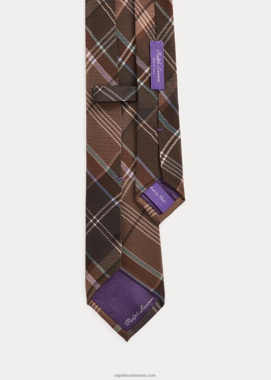 Ralph Lauren mehed tartanmustriga siidist krepplips PR0V8923 helepruun multi