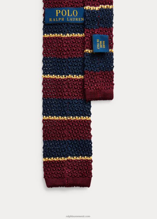 Ralph Lauren mehed triibuline kootud siidist lips PR0V2283 vein/merevägi/kuld