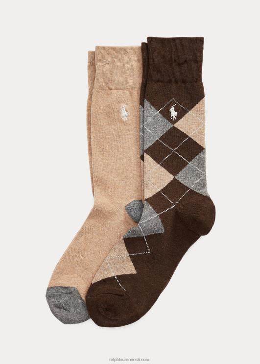 Ralph Lauren mehed argyle püksisokk 2-pakk PR0V2342 pruun