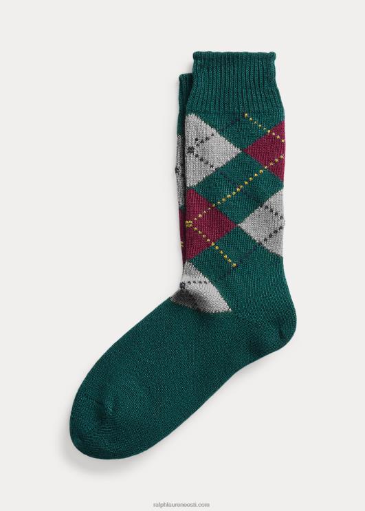 Ralph Lauren mehed käsitsi vändatud argyle villased sokid PR0V2774 jahimees roheline