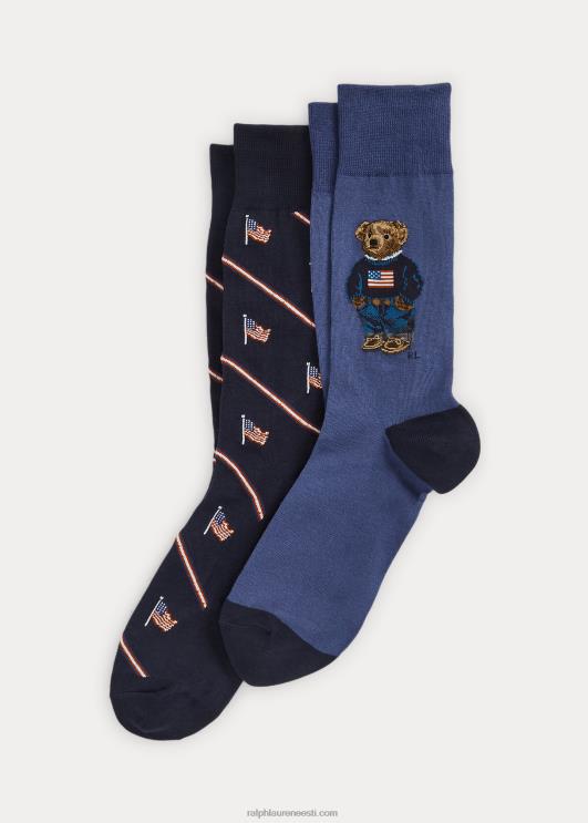 Ralph Lauren mehed polo karu püksisokk 2-pakk PR0V2351 mereväe/punane