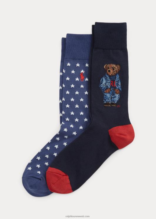 Ralph Lauren mehed polo karu püksisokk 2-pakk PR0V8821 mereväe/punane