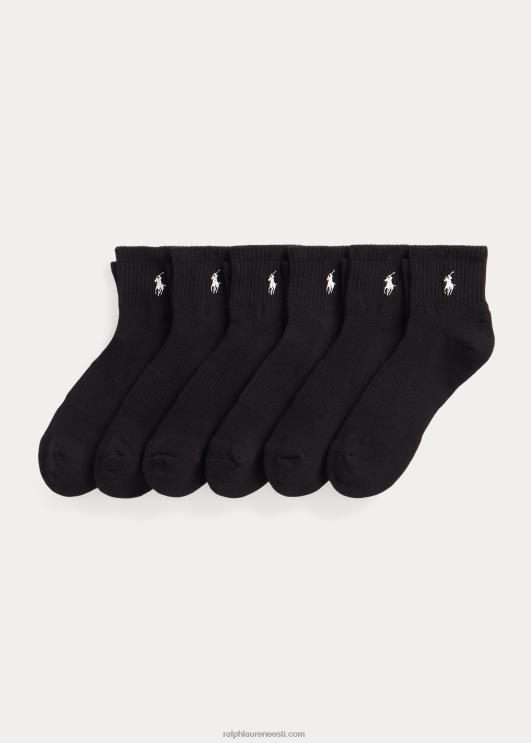 Ralph Lauren mehed puuvillasegu Quarter-crew sokk 6 pakk PR0V2539 must