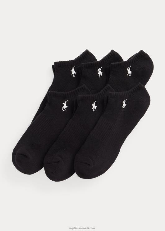 Ralph Lauren mehed puuvillasegu madala lõikega sokk 6 pakk PR0V2544 must