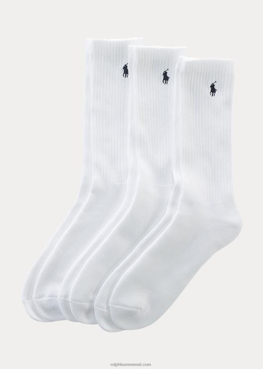 Ralph Lauren mehed puuvillaseguga crew sokk 3-pakk PR0V8797 valge