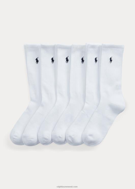 Ralph Lauren mehed puuvillaseguga crew sokk 6 tk PR0V2538 valge