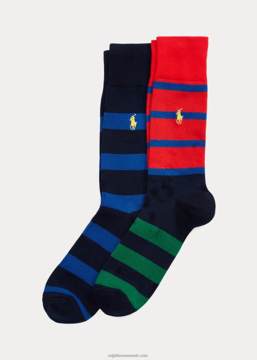 Ralph Lauren mehed triibuline püksisokk 2-pakk PR0V2353 sinine/punane/roheline