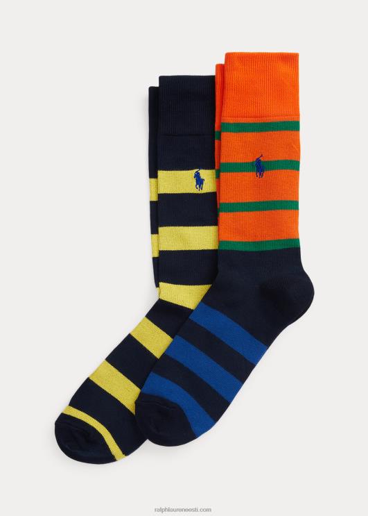 Ralph Lauren mehed triibuline püksisokk 2-pakk PR0V2354 kollane/oranž/sinine
