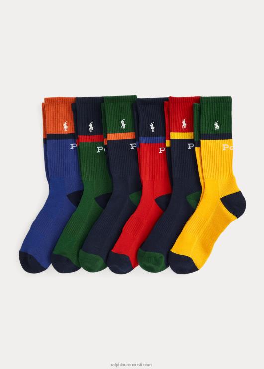 Ralph Lauren mehed värviblokeeringuga crew sokk 6-pakk PR0V2311