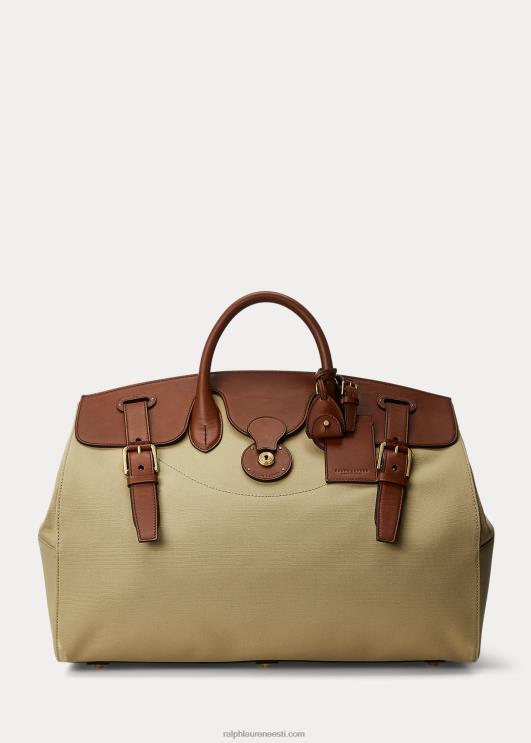 Ralph Lauren mehed nahast ääristega lõuendist kott PR0V8993 kreeta