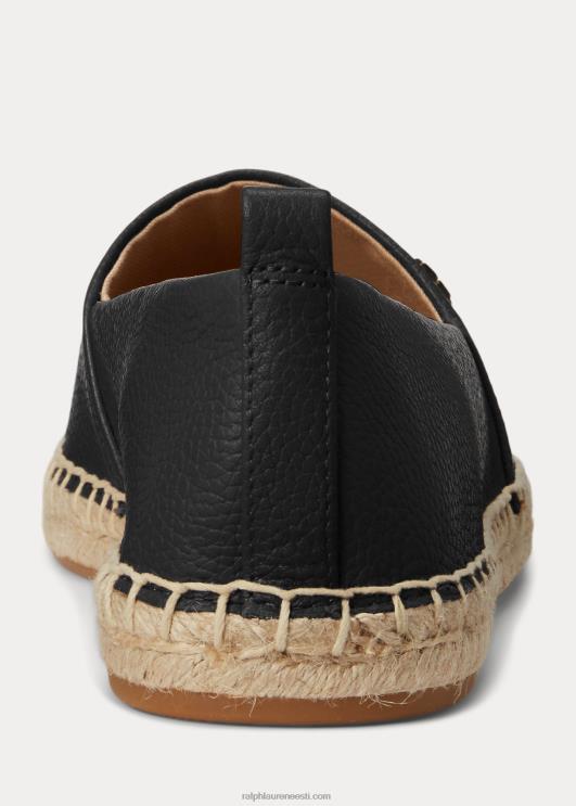 Ralph Lauren naised cameryn iv trummeldatud nahast espadrill PR0V5053 must