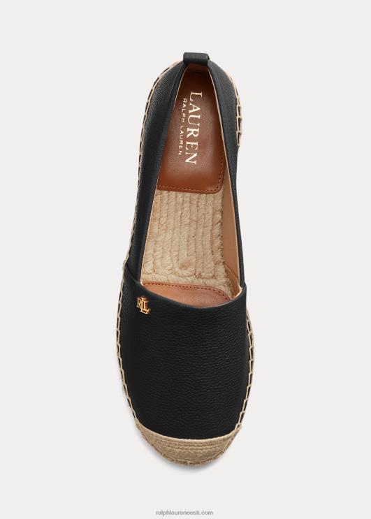 Ralph Lauren naised cameryn iv trummeldatud nahast espadrill PR0V5053 must
