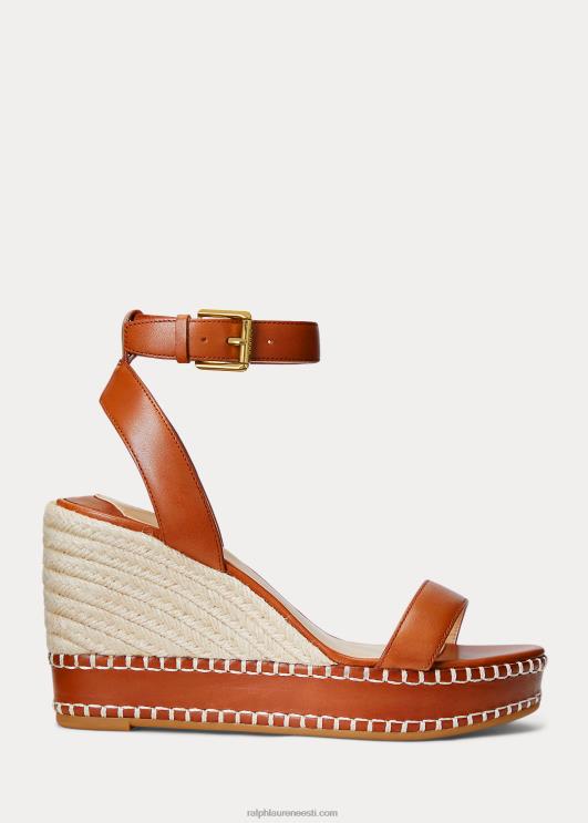Ralph Lauren naised hilarie nahast espadrill PR0V5045 sügav sadulapruun