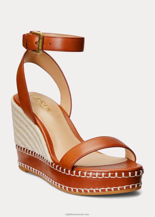 Ralph Lauren naised hilarie nahast espadrill PR0V5045 sügav sadulapruun