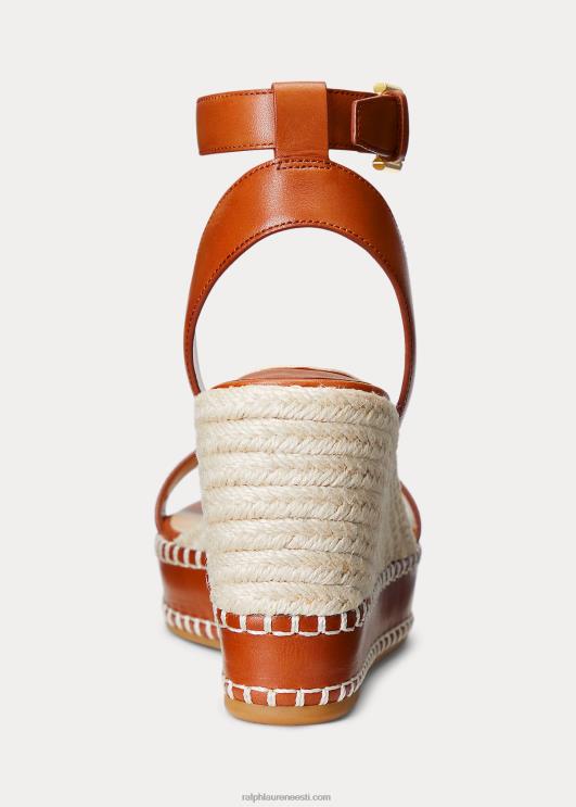 Ralph Lauren naised hilarie nahast espadrill PR0V5045 sügav sadulapruun