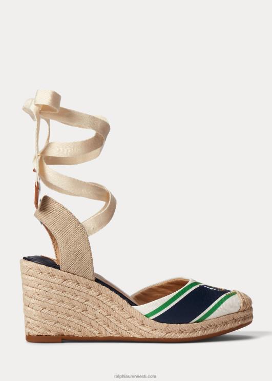 Ralph Lauren naised paislee lõuend espadrill PR0V9722 looduslik/rafineeritud merevägi