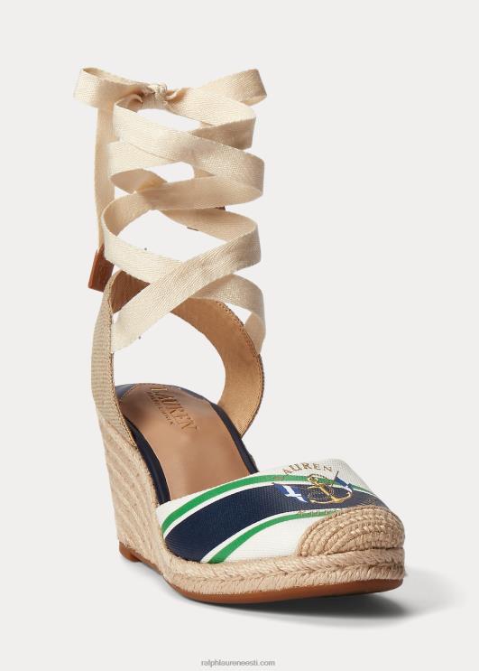 Ralph Lauren naised paislee lõuend espadrill PR0V9722 looduslik/rafineeritud merevägi
