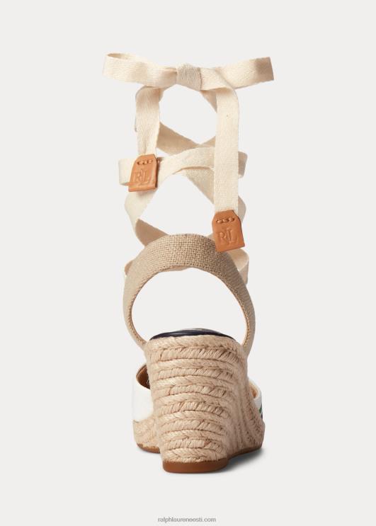 Ralph Lauren naised paislee lõuend espadrill PR0V9722 looduslik/rafineeritud merevägi